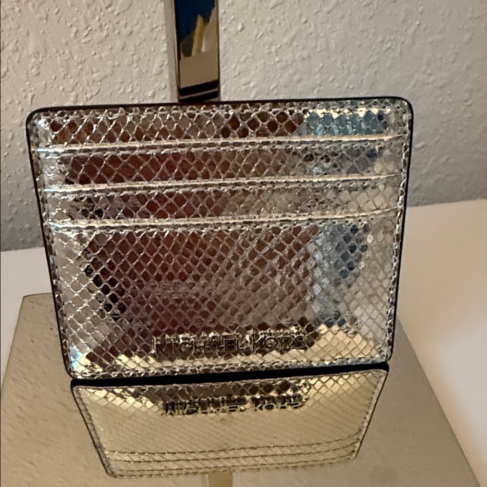 Michael Kors Silver Textured Card Holder